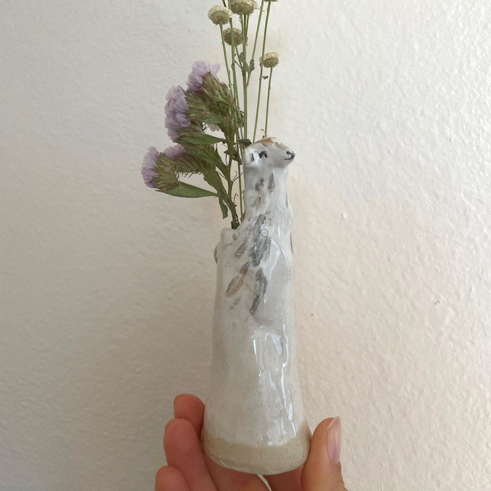 Baby goat mini vase / desk buddy (White &amp; Black) #1